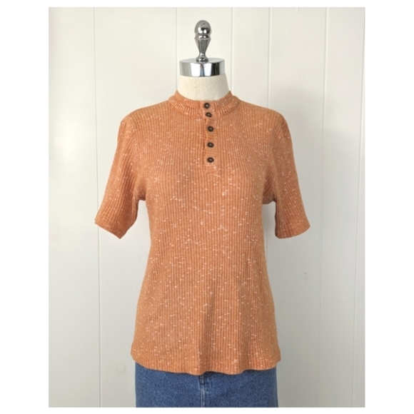 vintage 70's ribbed knit henley t-shirt - Picture 3 of 10